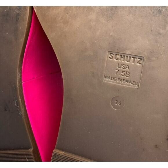 Schutz Hot Pink Leather Platform Wedge Sandals Sz 7.5 Barbie Y2K Chunky Festival - Picture 15 of 16